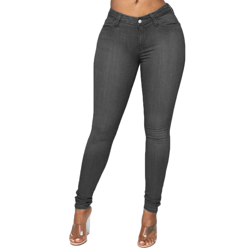 Street-wave Women High-Waist Skinny Jeans Flattering Fit Stretch Denim for Everyday Style