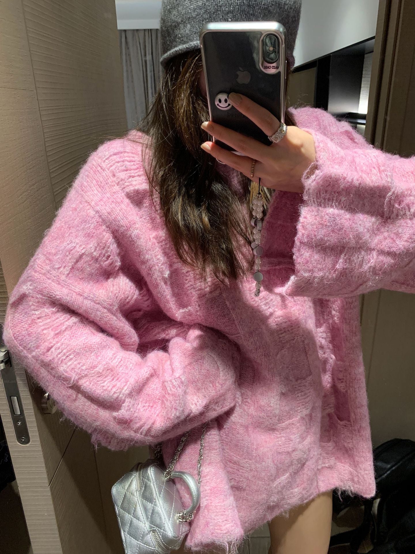 Street-wave Women Oversized Knit Sweater Soft Fluffy Cozy Knit Top for Trendy Casual Wear