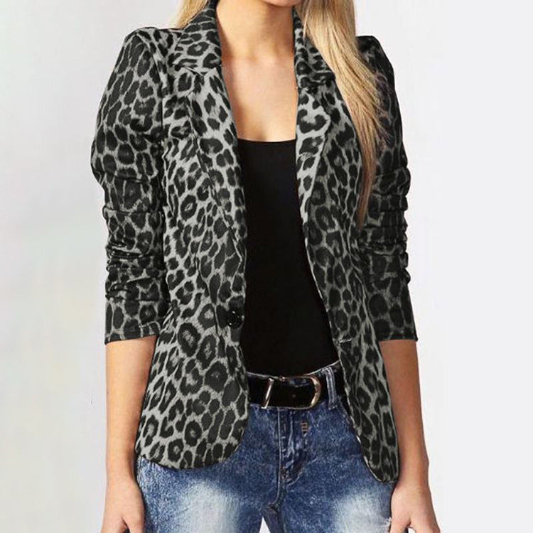 Street Wave Leopard Print Tailored Blazer Jacket For Women Elegant Office Ready Attire