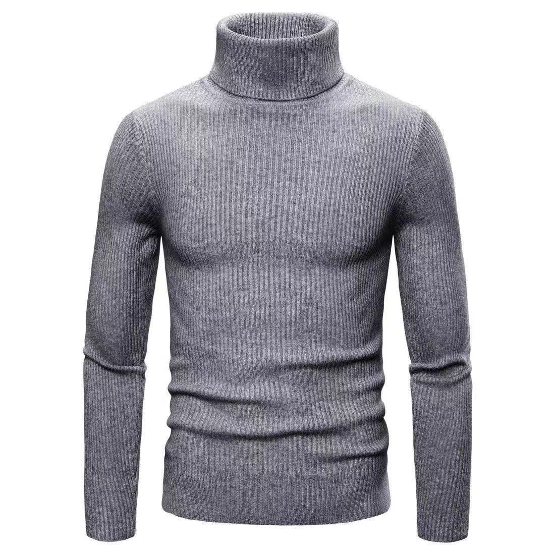 Street Wave Mens Ribbed Turtleneck Sweater Warm Fine Knit Rollneck For Cold Weather