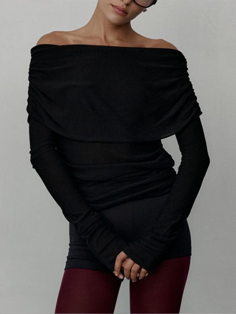 Street-wave Womens Off Shoulder Knit Top With Elegant Cut For Chic Comfortable Style