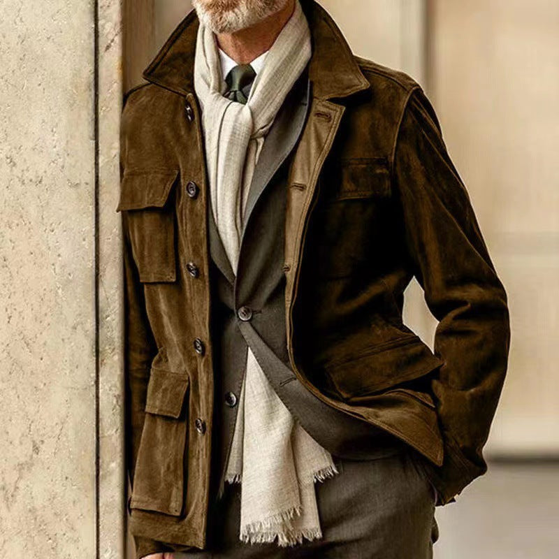 Street Wave Men's Premium Suede Jacket Soft Durable Outerwear For Modern Style Enthusiasts