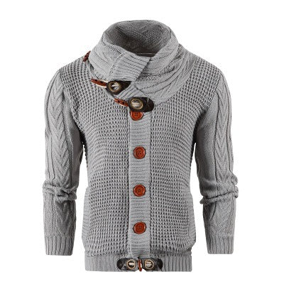 Street-wave Men's Shawl Collar Cardigan With Wooden Buttons For Premium Comfort And Style