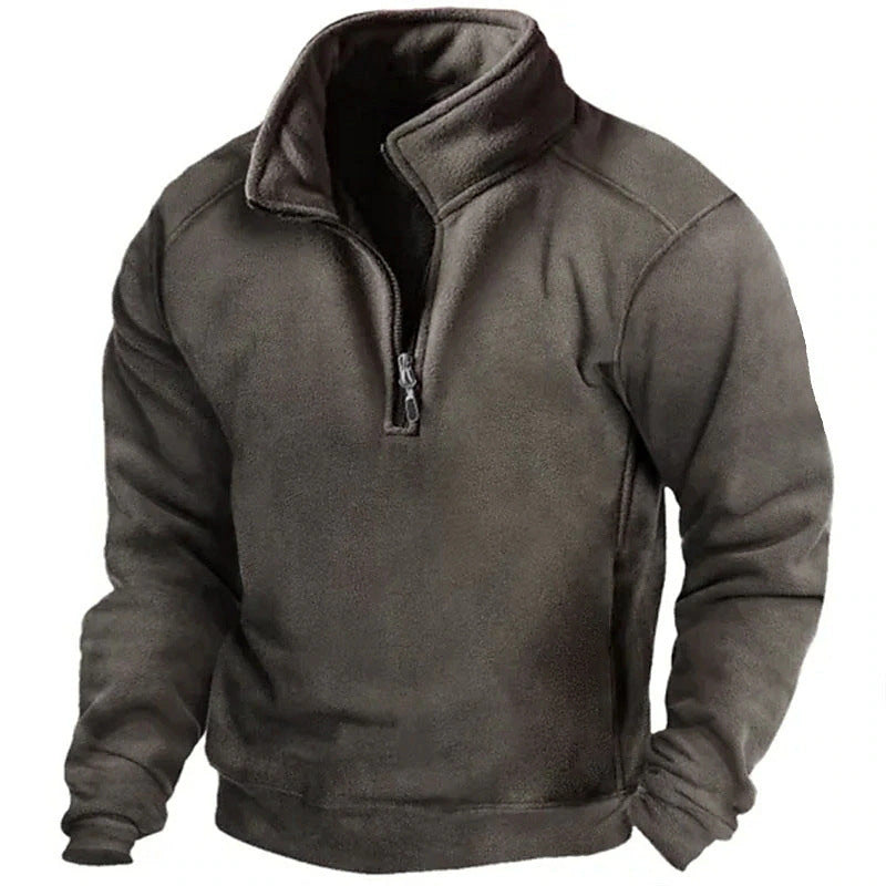 Street-Wave Men's Fleece Pullover Quarter Zip With High Collar For Warm Outdoor Wear