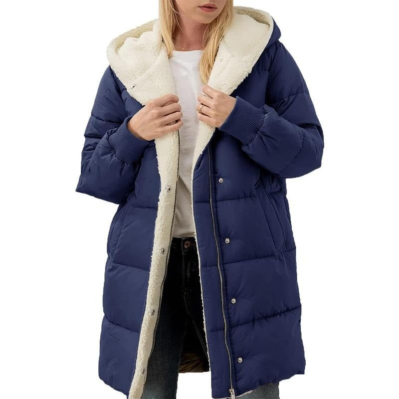Street-Wave Nina Reversible Cotton Puffer Coat With Hood For Women Cozy Winter Luxury