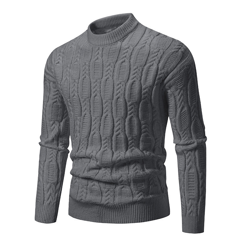 Mens Cable Knit Sweater Street-wave Premium Cozy Warm Crew Neck For Men Everyday Casual Wear