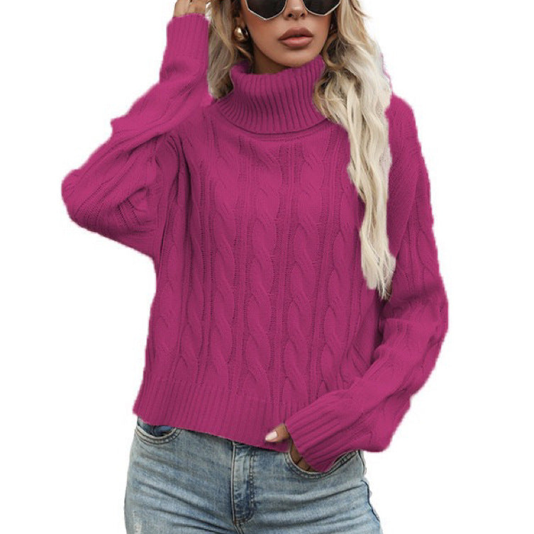 Street Wave Womens Cable Knit Turtleneck Sweater With Relaxed Fit For Women Cozy Warmth