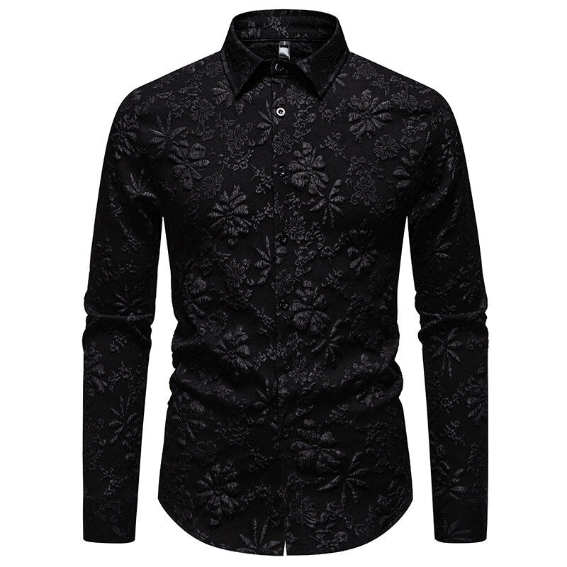Street Wave Men's Embossed Texture Shirt Premium Versatile Dress Shirt For Formal And Casual