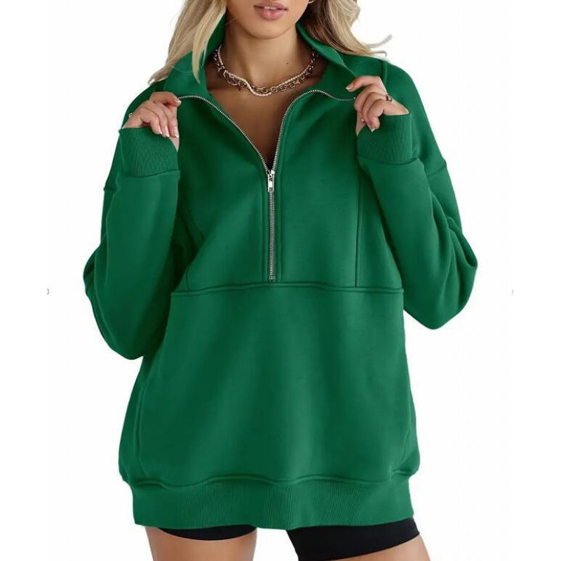 Street-wave Women's Oversized Half Zip Sweatshirt For Effortless Comfort And Style