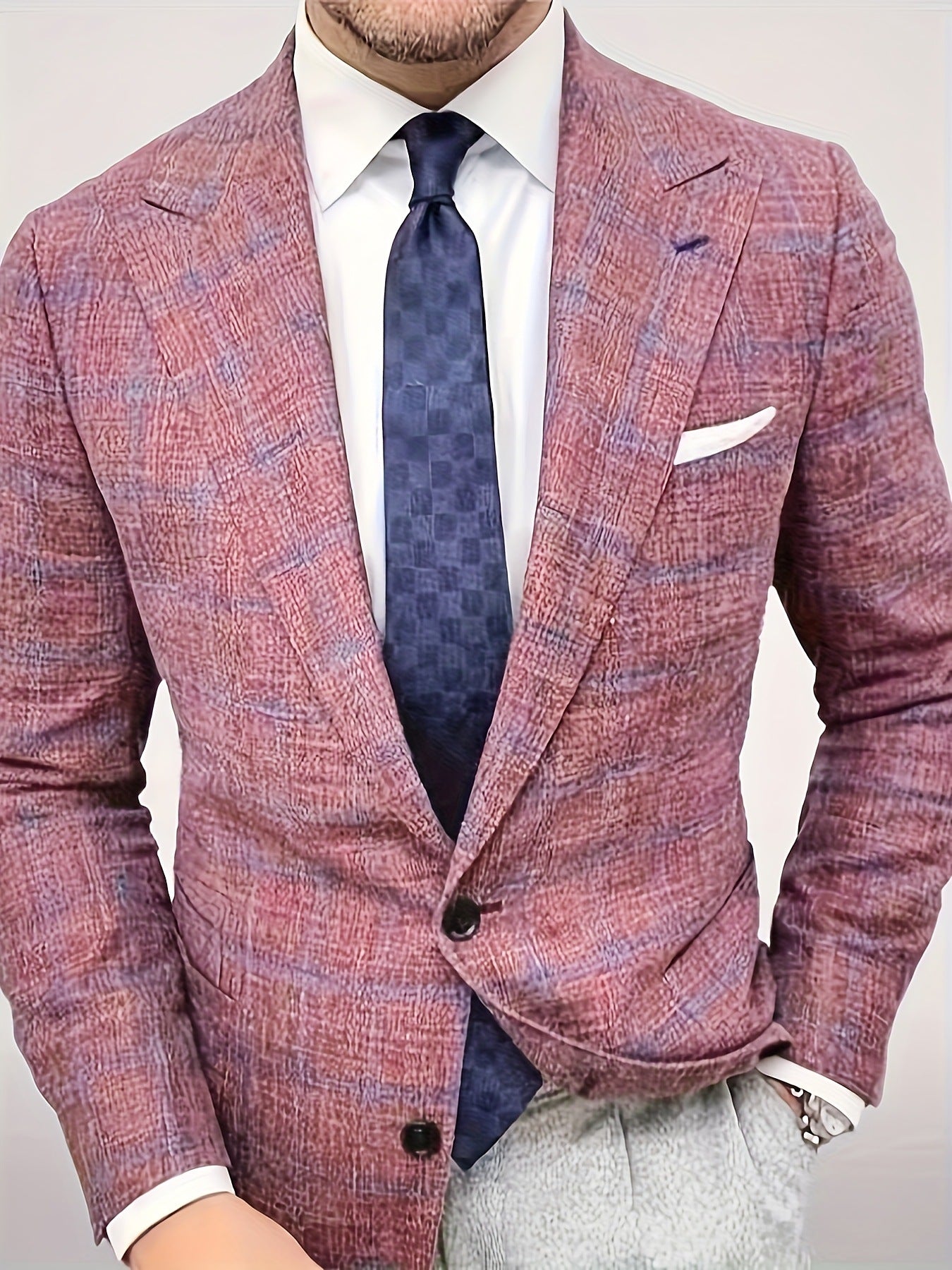 Mens Checkered Blazer Street-wave Modern Tailored Fit Premium Fabric for Professionals