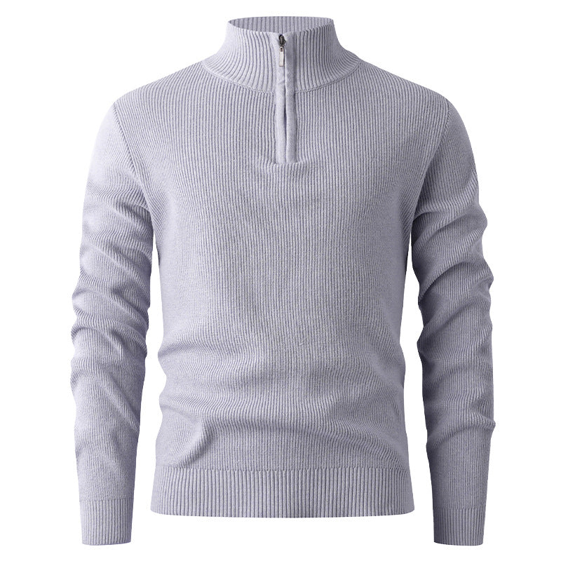 Streetwave Mens Knit Pullover With Zip Stand Collar Premium Warmth And Versatile Everyday Wear