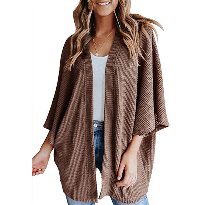 Street-Wave Women's Waffle Knit Cardigan Cozy Versatile Everyday Layer Perfect for Casual Wear