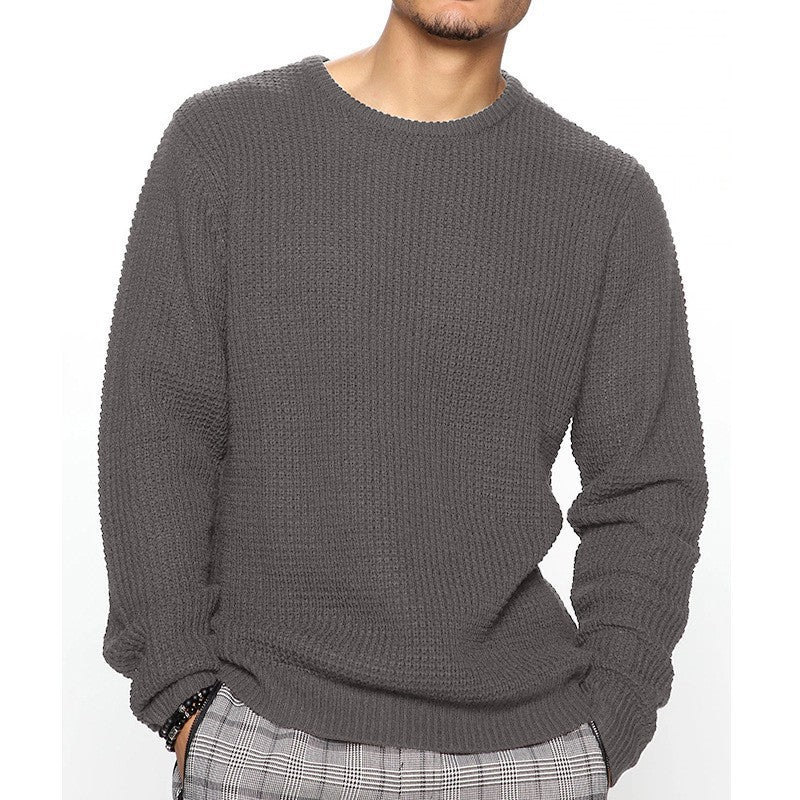 Mens Cozy Knit Sweater With Waffle Pattern By Streetwave For Everyday Menswear Casual Comfort