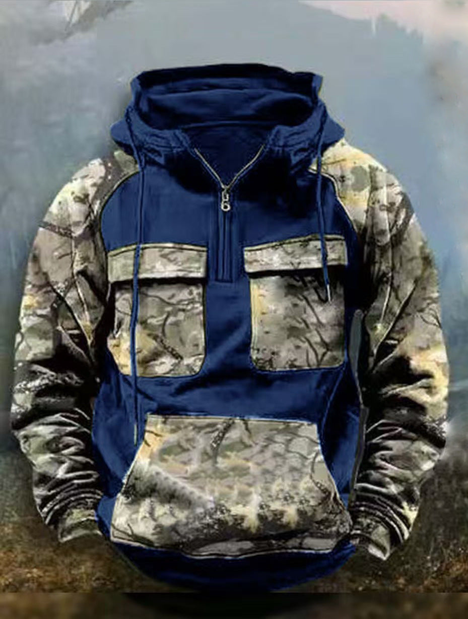 Street-Wave Men's Camouflage Functional Hoodie Pullover for Outdoor Adventurers Breathable Comfort