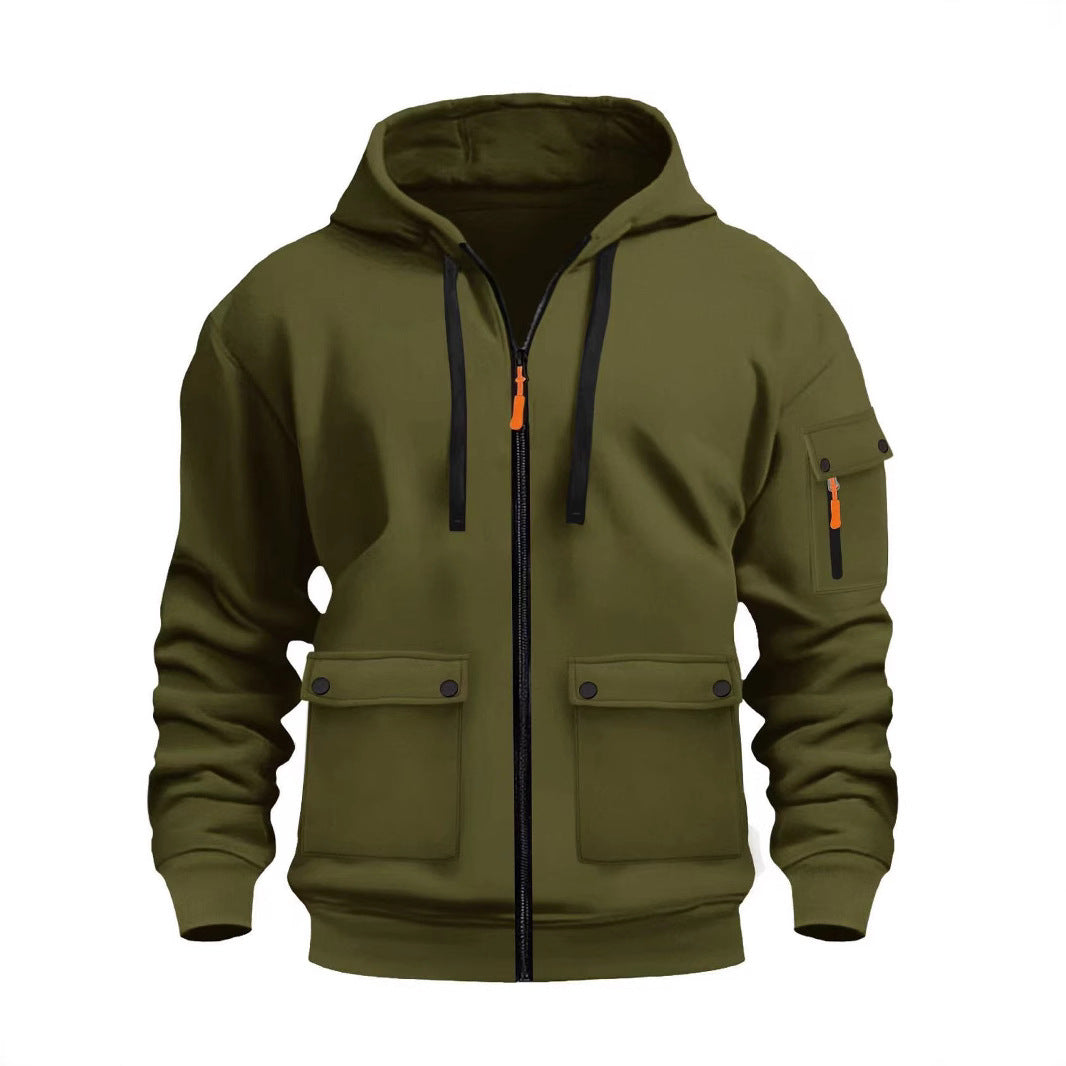 Functional Hooded Jacket For Men With Multiple Pockets Street Wave Versatile Activewear