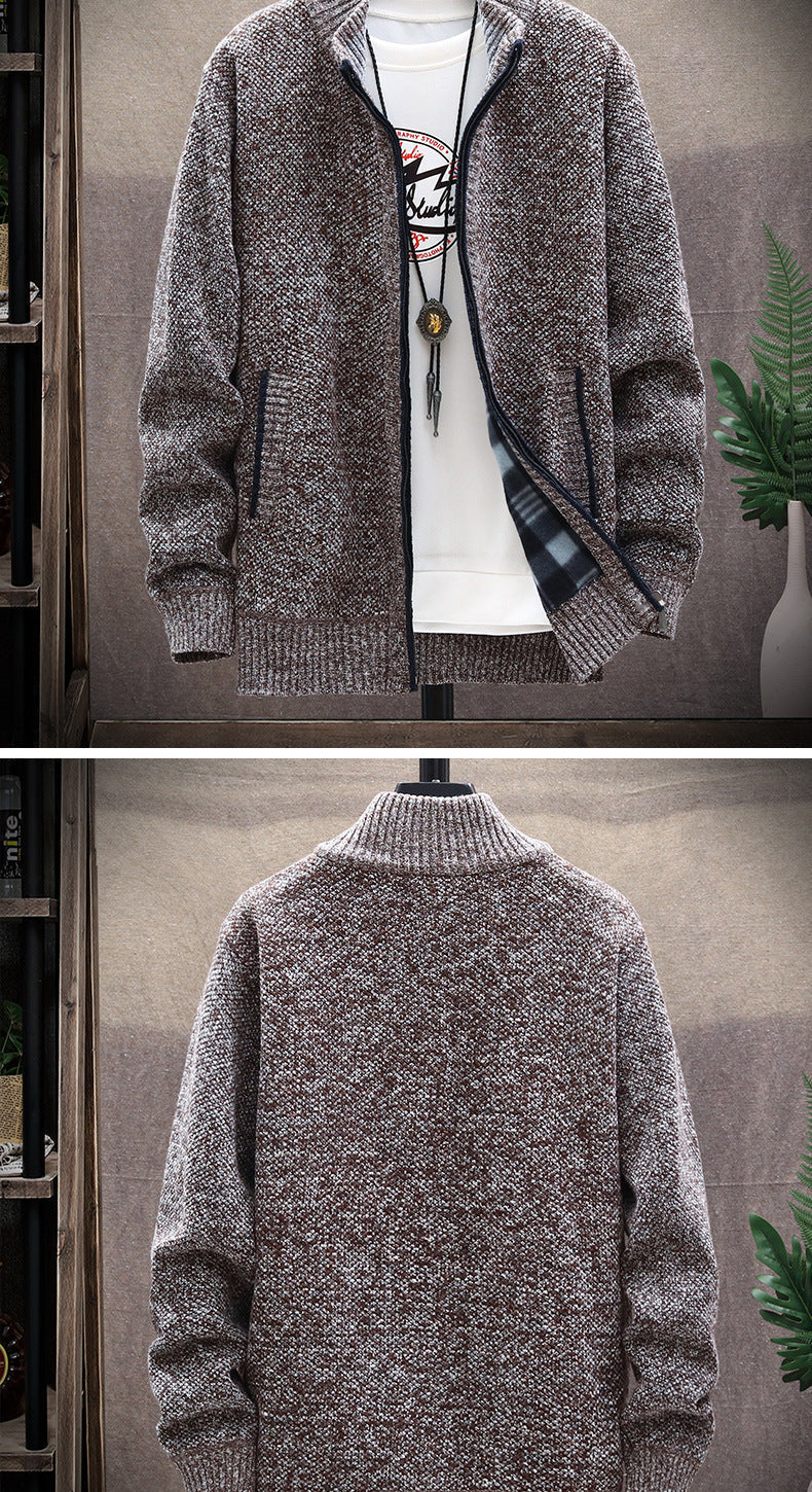 Streetwave Mens Knit Cardigan With Stand Collar And Pockets For Casual Smart Look