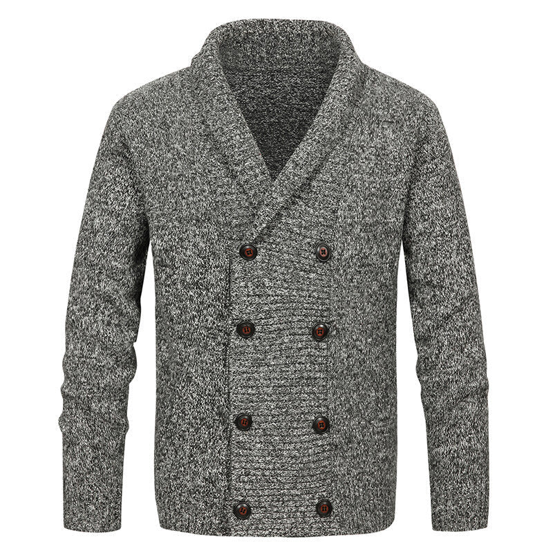 Street-Wave Mens Knit Cardigan With Shawl Collar And Decorative Buttons Breathable Cotton Blend Everyday Comfort