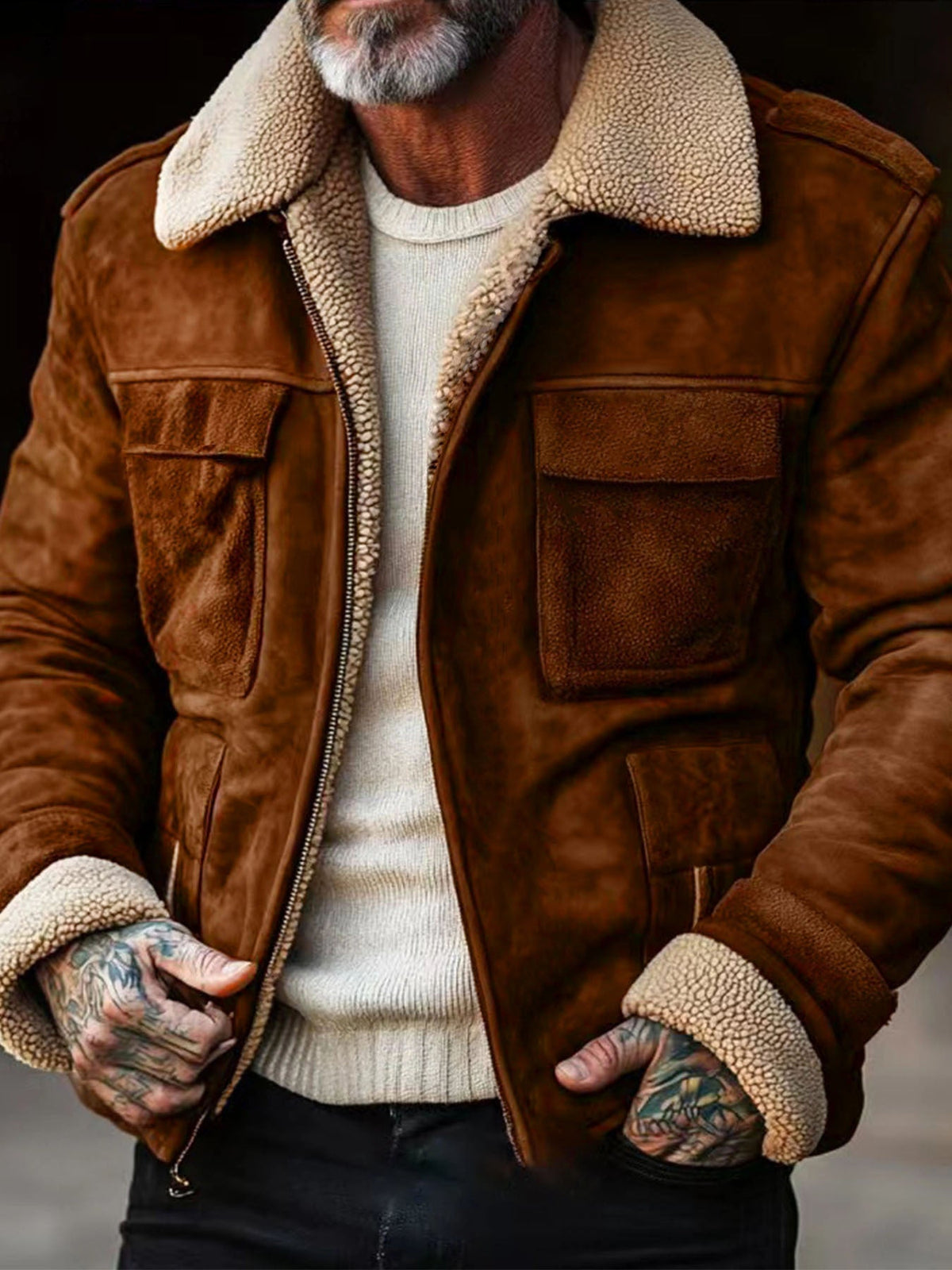 Mens Sherpa Lined Jacket By Street Wave Premium Warmth Cozy Rugged Outerwear For Men