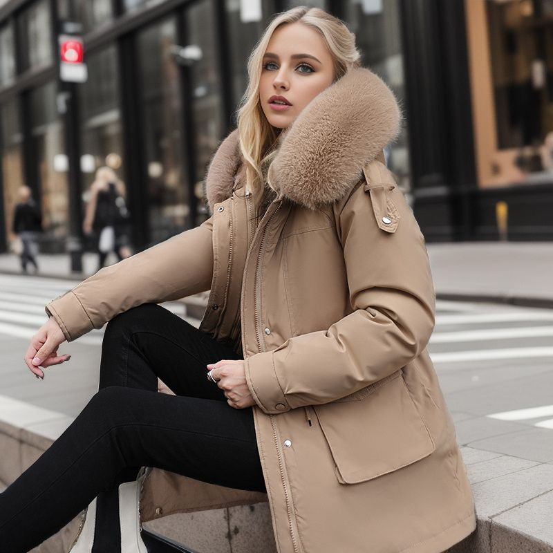 Street-Wave Women's Warm Winter Jacket With Removable Fur Collar For Cozy Comfort