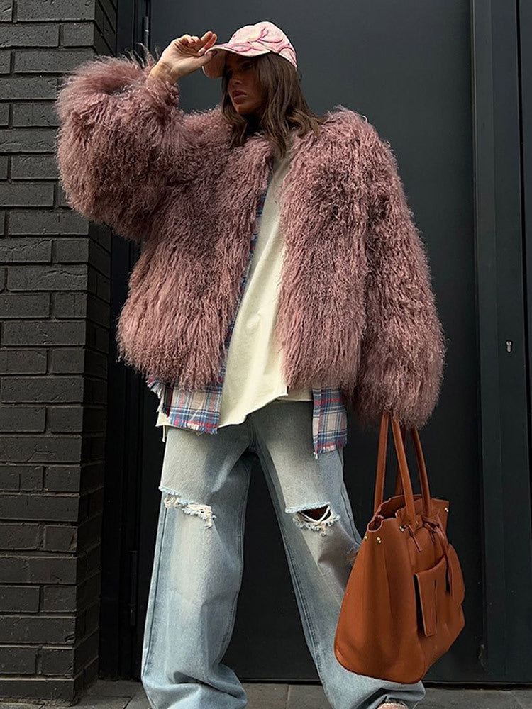 Streetwave Women Plush Faux Fur Coat Luxury Warm Oversized Fashion Winter Outerwear