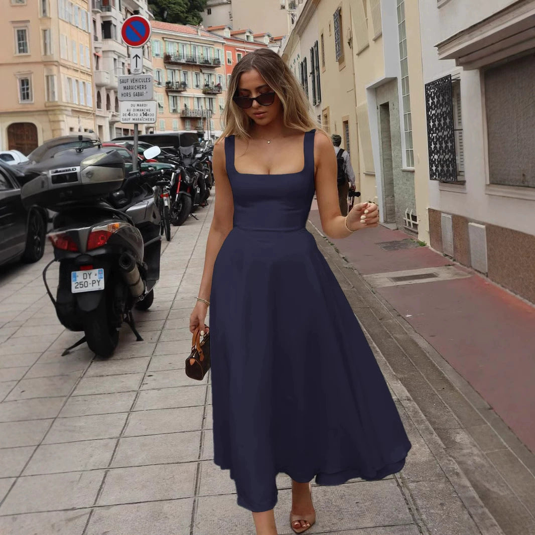 Elegant Maxi Dress Street-wave for Women A-Line Silhouette Square Neckline Ideal for Sophisticated Evenings