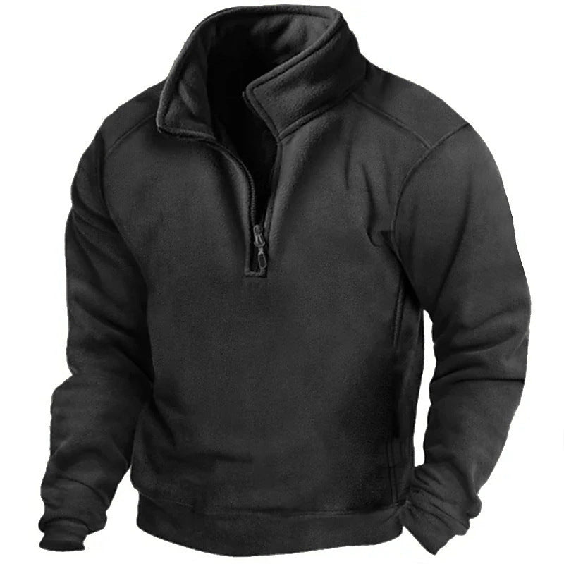 Street-Wave Men's Fleece Pullover Quarter Zip With High Collar For Warm Outdoor Wear