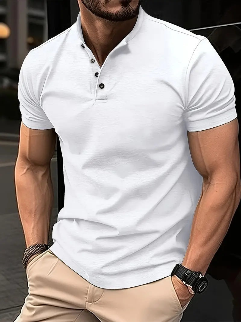 Street-Wave Men's Polo Shirt With Placket Short Sleeve Soft Breathable Cotton For Everyday Casual Wear