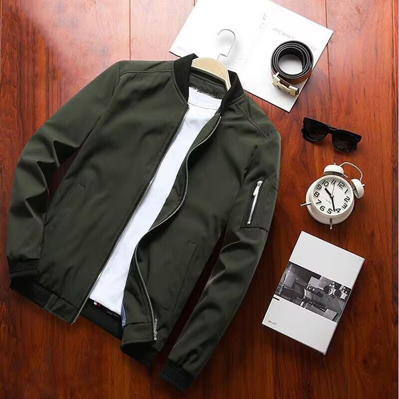 Mens Modern Bomber Jacket With Practical Pockets And Elastic Cuffs Streetwave Everyday Urban Wear