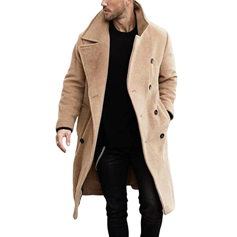 Streetwave Mens Trendy Wool Coat With Textured Surface And Practical Pockets For Urban Fashion