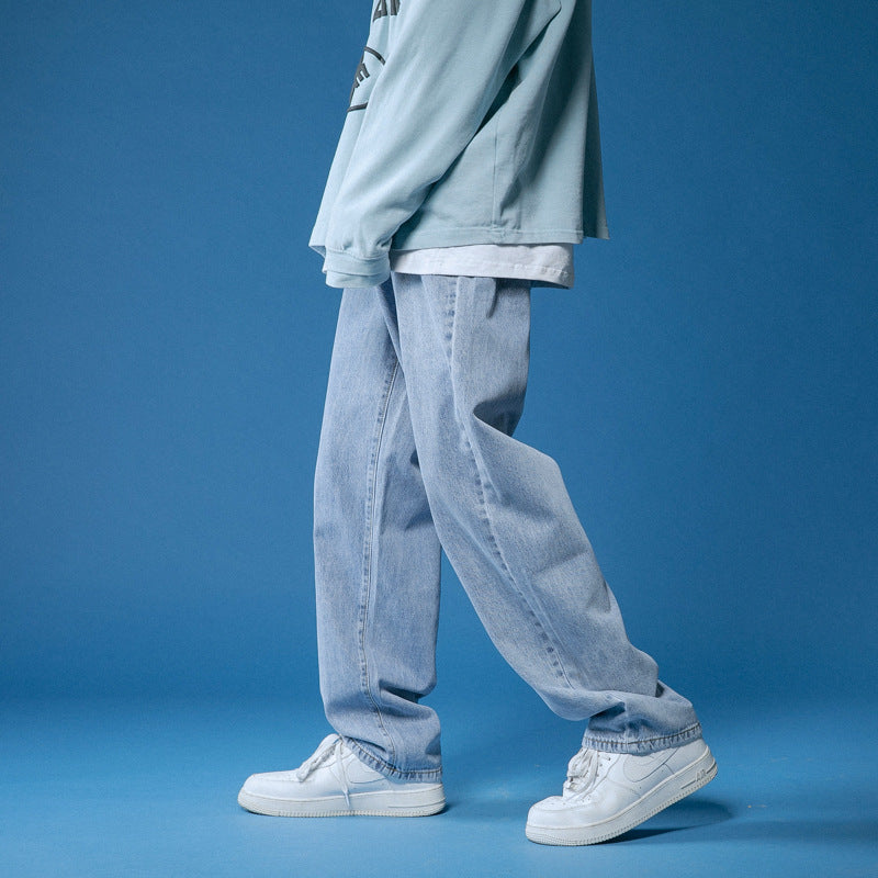 Men's Loose Denim Jeans Vintage High Waist Street-Wave, Comfortable Everyday Wear