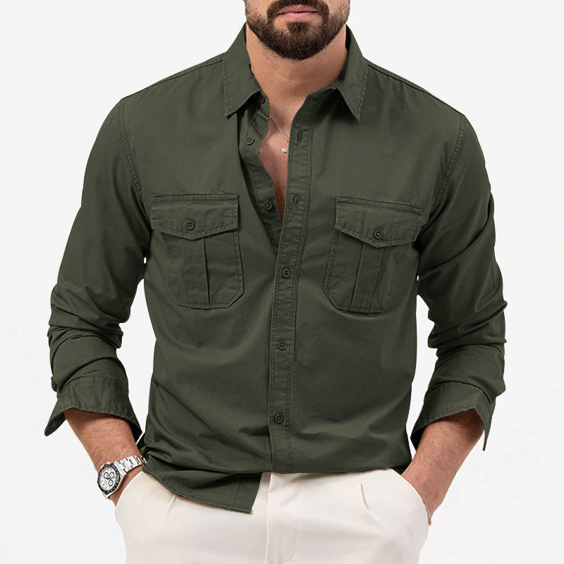 Street Wave Mens Shirt With Chest Pockets Breathable Cotton Modern Fit For Office And Casual