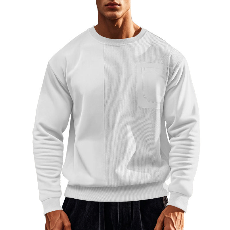 Street-wave Men's Athletic Sweatshirt With Structured Paneling And Practical Pocket For Active Comfort