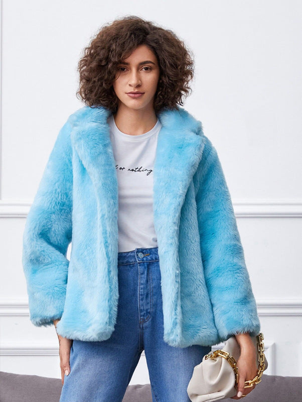 Street Wave Women Fluffy Faux Fur Jacket With Plush Collar For Warm Comfort And Trendy Style