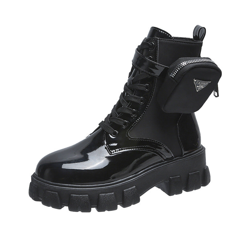Street-wave Women Chunky Boots With Practical Side Pocket Design For Everyday Style