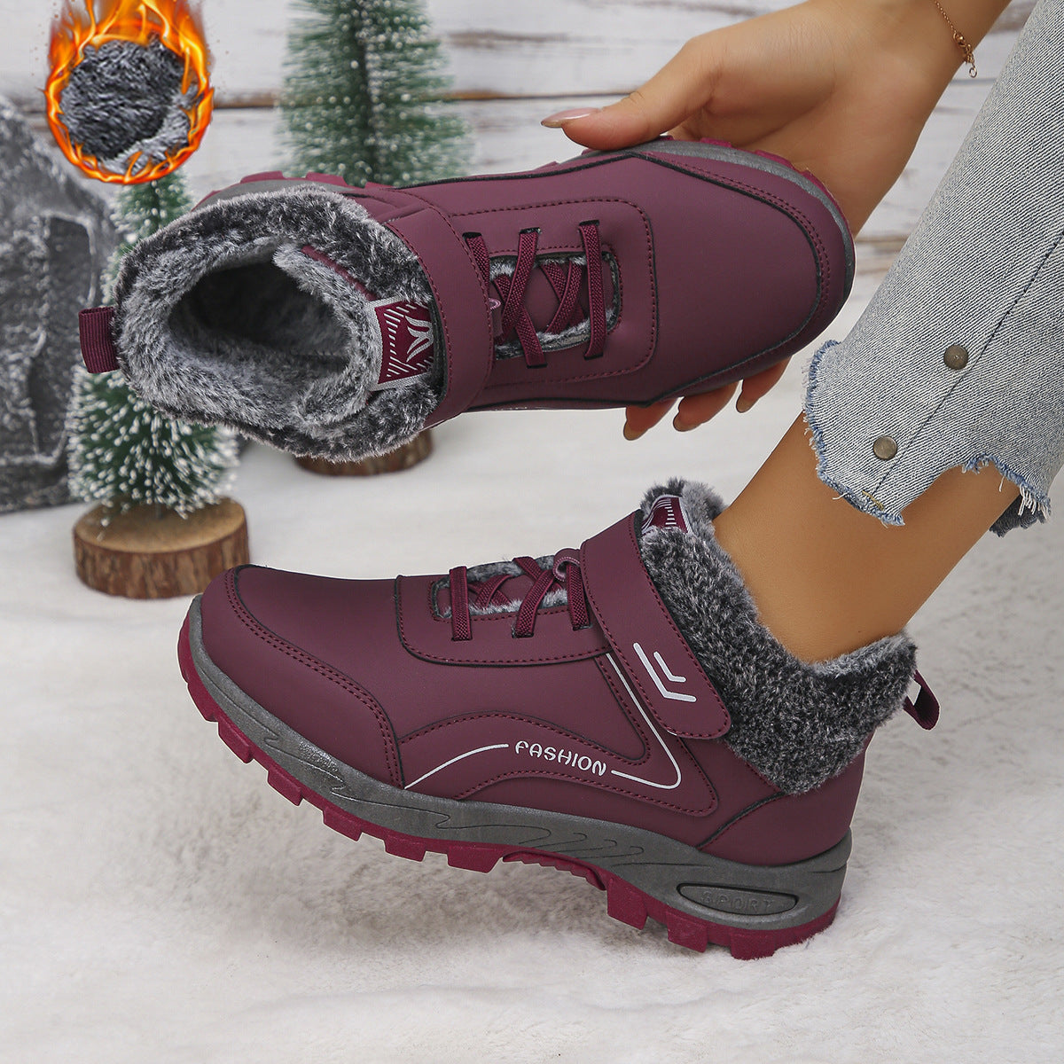 Street-Wave Women's Winter Boots With Water-Repellent Upper And Warm Fur Lining For All Weather Comfort