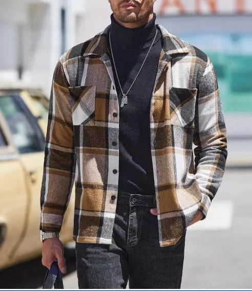 Streetwave Mens Casual Plaid Shirt Jacket Breathable Cotton Blend For Everyday Wear