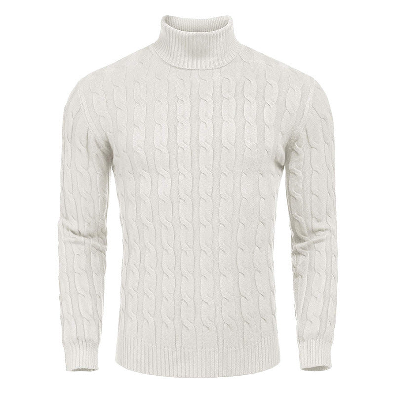 Street-wave Men's Cable Knit Turtleneck Sweater Cozy Warm Roll Neck For Everyday Style