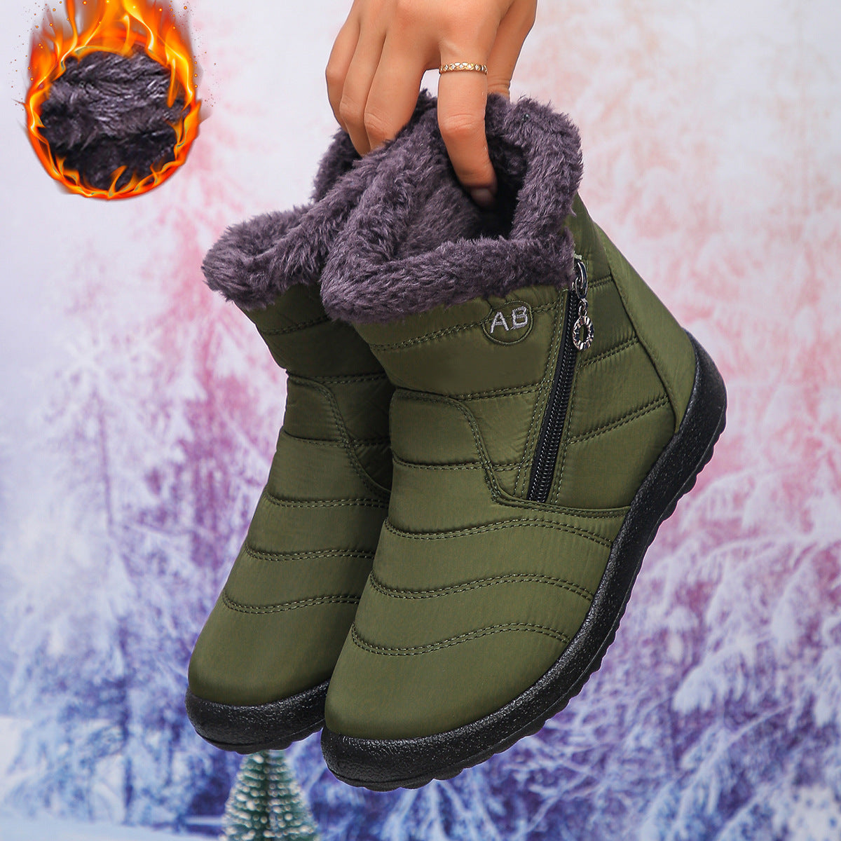 Streetwave Women Thermal Winter Boots With Cozy Fleece Lining Water Resistant Side Zip For Warm All Day Comfort