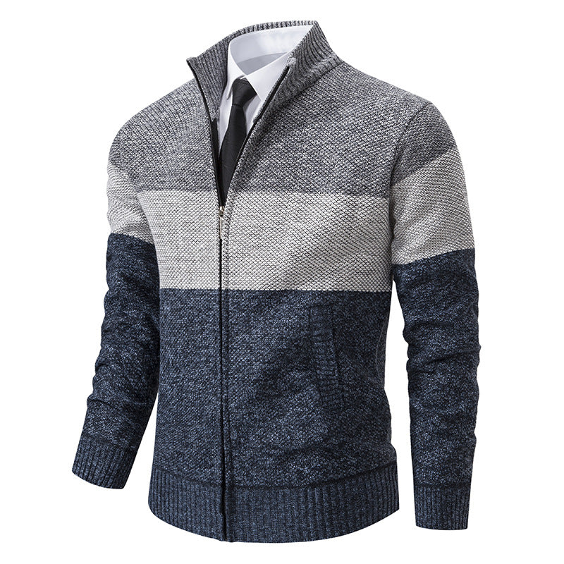 Streetwave Mens Knit Cardigan With High Collar Zip Front For Stylish Comfort And Versatility