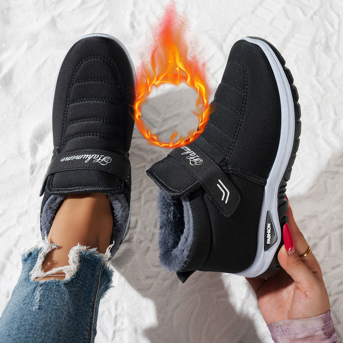 Street-wave Women Fleece Lined Sneakers For Warmth And Comfort In Cold Weather Winter Wear