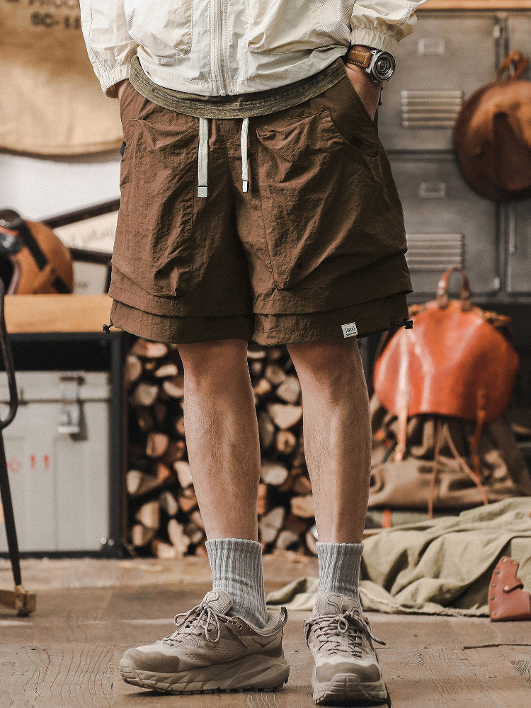 Street-Wave Men's Cargo Shorts Quick Dry Mesh Pockets Adjustable Waist Outdoor