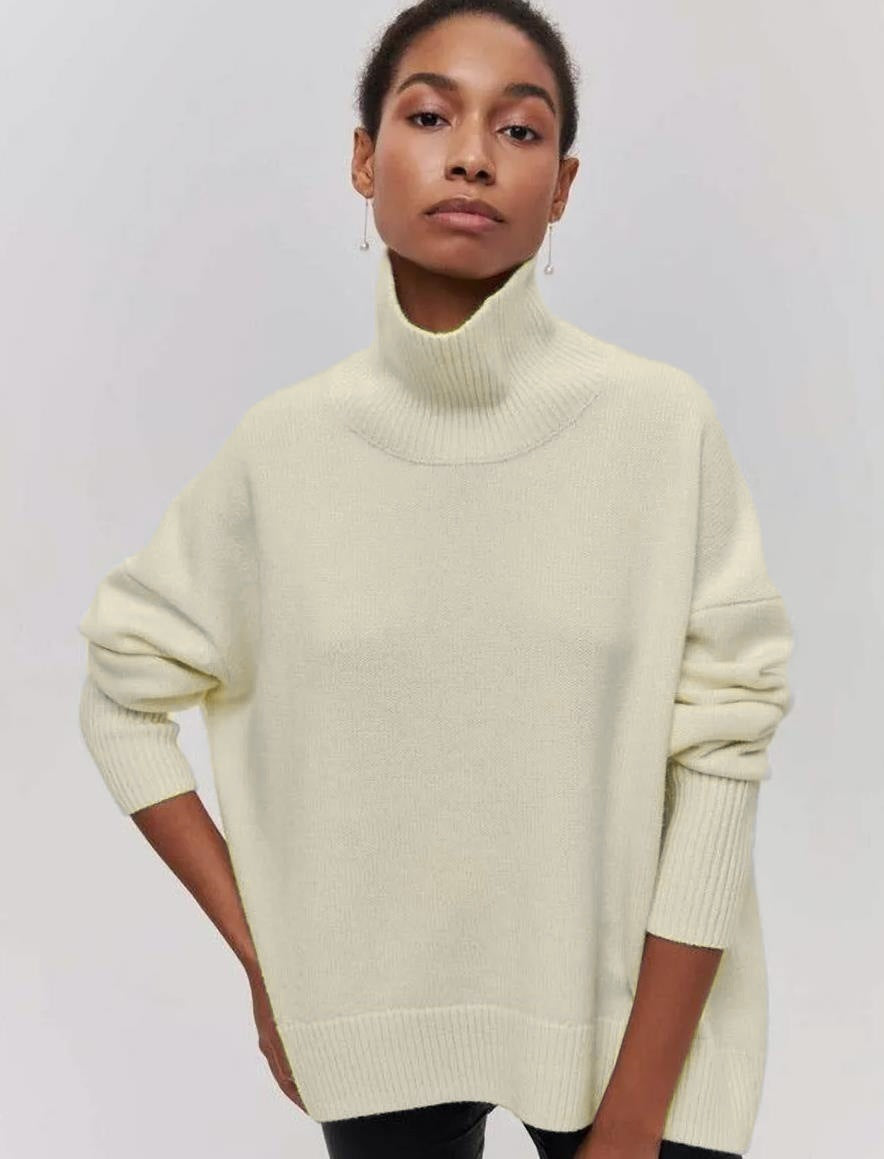 Street-wave Women's Cozy Turtleneck Sweater With Breathable Cotton And Relaxed Fit