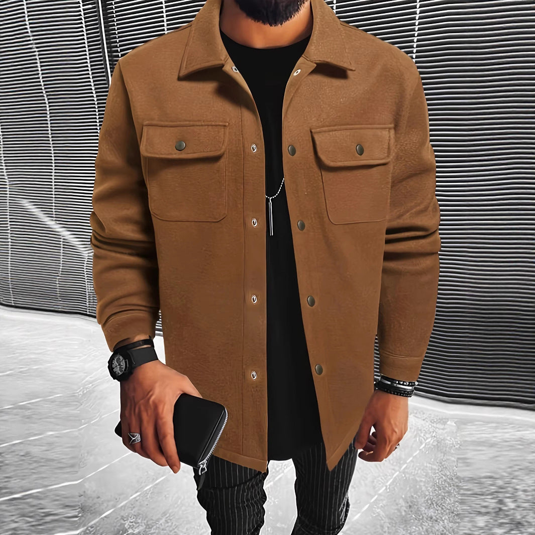 Men's Wool Blend Shirt Jacket Street-Wave Timeless Transitional Outerwear For Modern Men