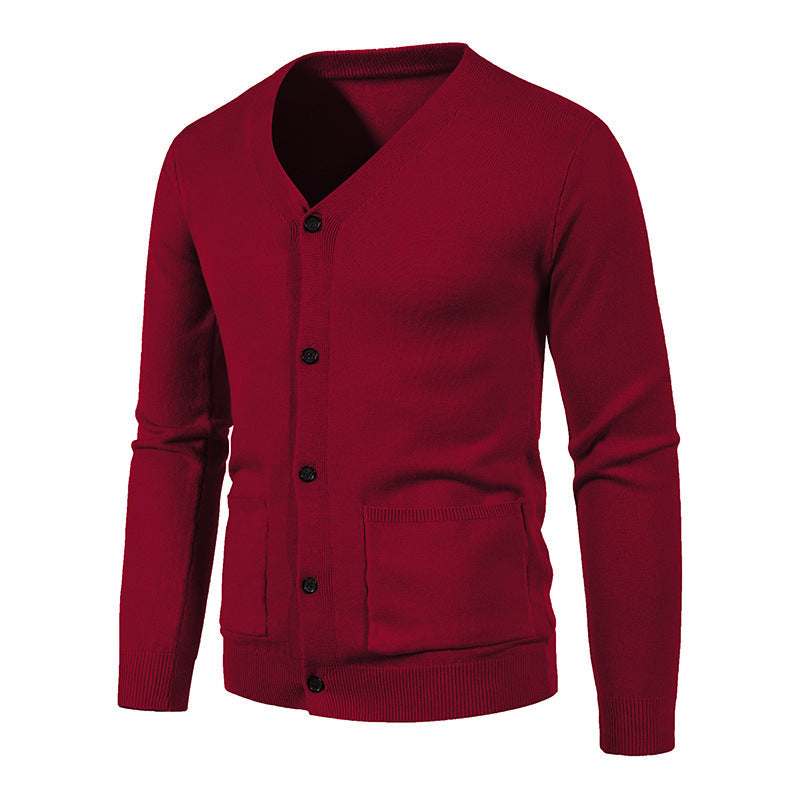 Street-Wave Men's V-Neck Knit Cardigan Elegant Comfort for Office and Casual Wear