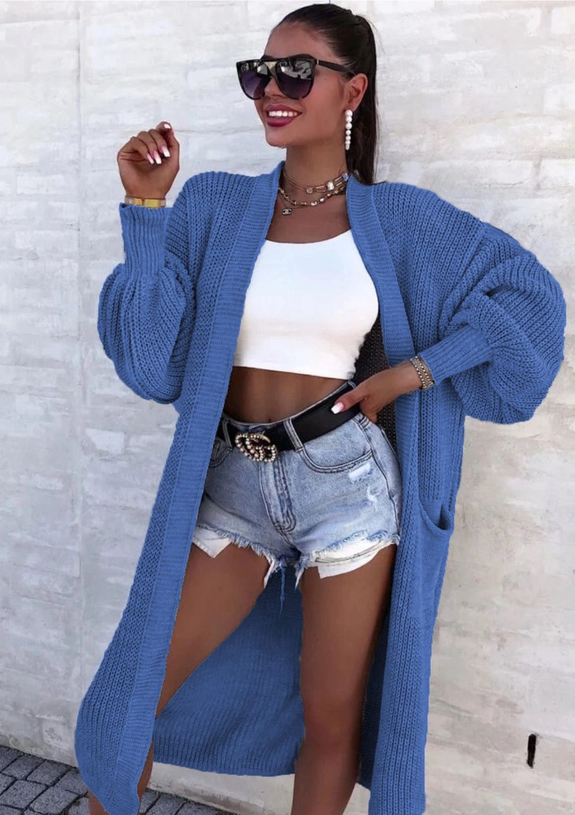 Street-wave Women's Knit Cardigan With Wide Fit And Deep Pockets For Women Everyday Chic
