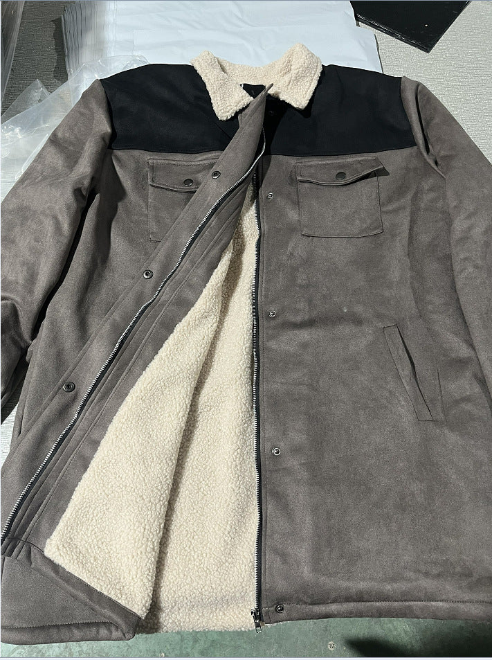 Street Wave Mens Suede Leather Jacket With Premium Warm Fleece Lining For Cold Weather All Winter