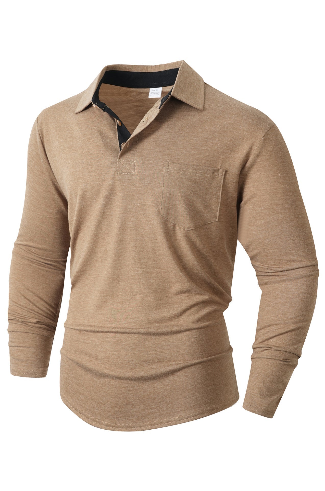 Street-wave Men's Elegant Long Sleeve Polo Shirt With Modern Collar And Stretch Comfort