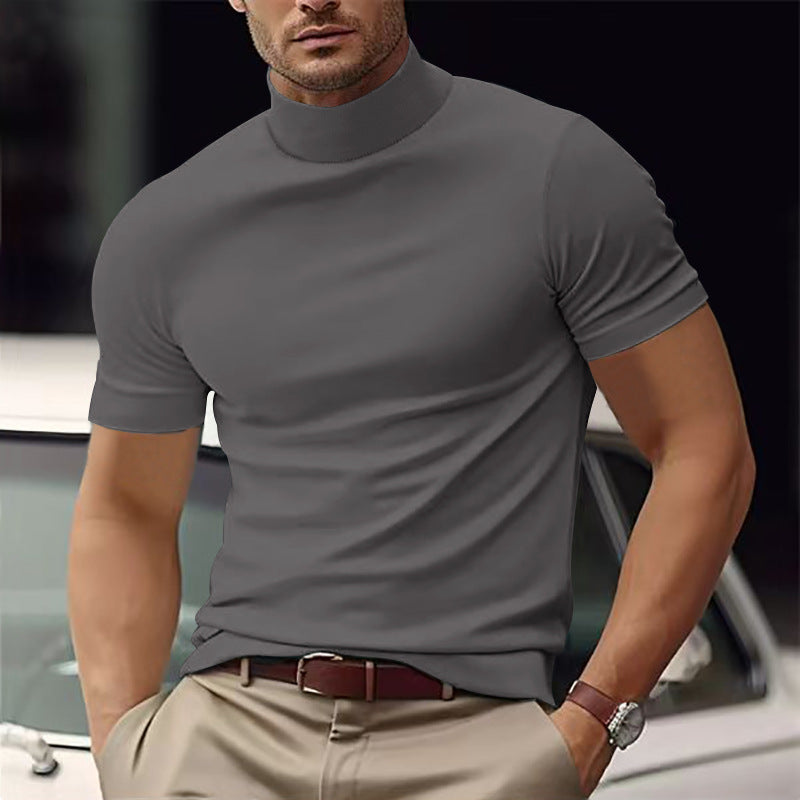 Street-Wave Mens Short Sleeve Turtleneck Tshirt Breathable Cotton Comfort For Everyday Casual Wear