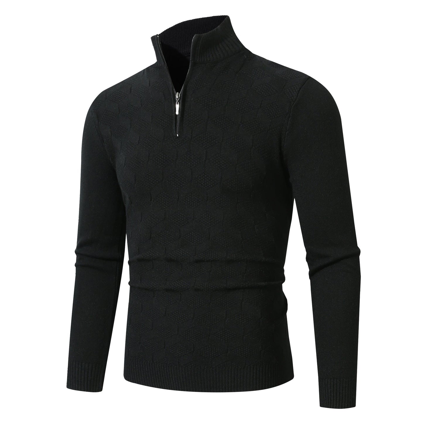 Street-wave Men's Half Zip Knit Pullover With Structured Cable Pattern Casual Comfort