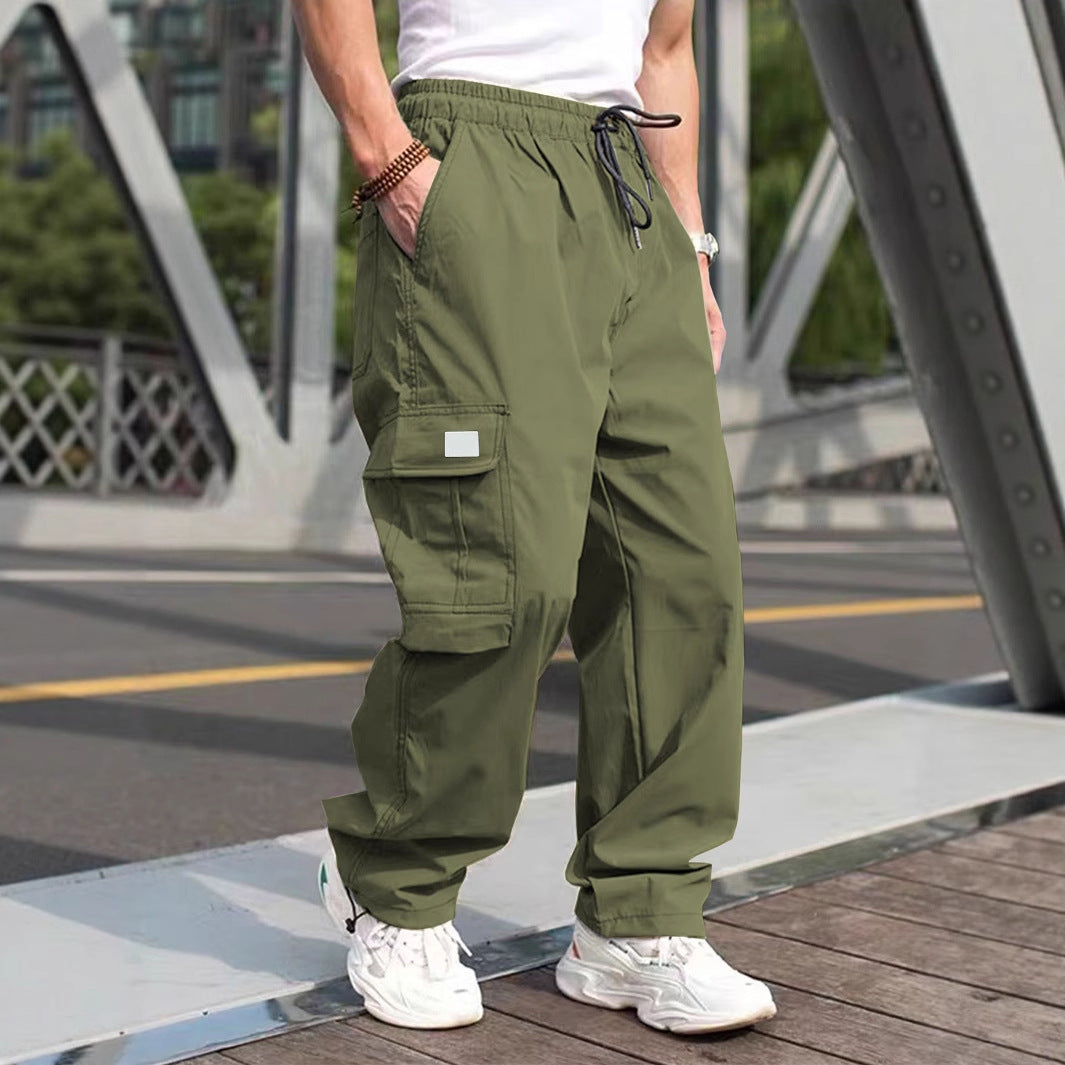 Street-Wave Mens Cargo Pants With Elastic Waistband And Multifunctional Pockets For Everyday Comfort